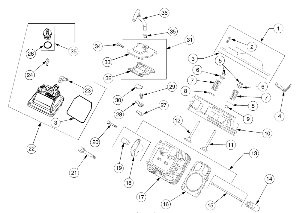 Cylinder Head, Valves And Breather Diagram and Parts List for GT2544 K015-Before-13A2D7L710 Cub Cadet Lawn Tractor